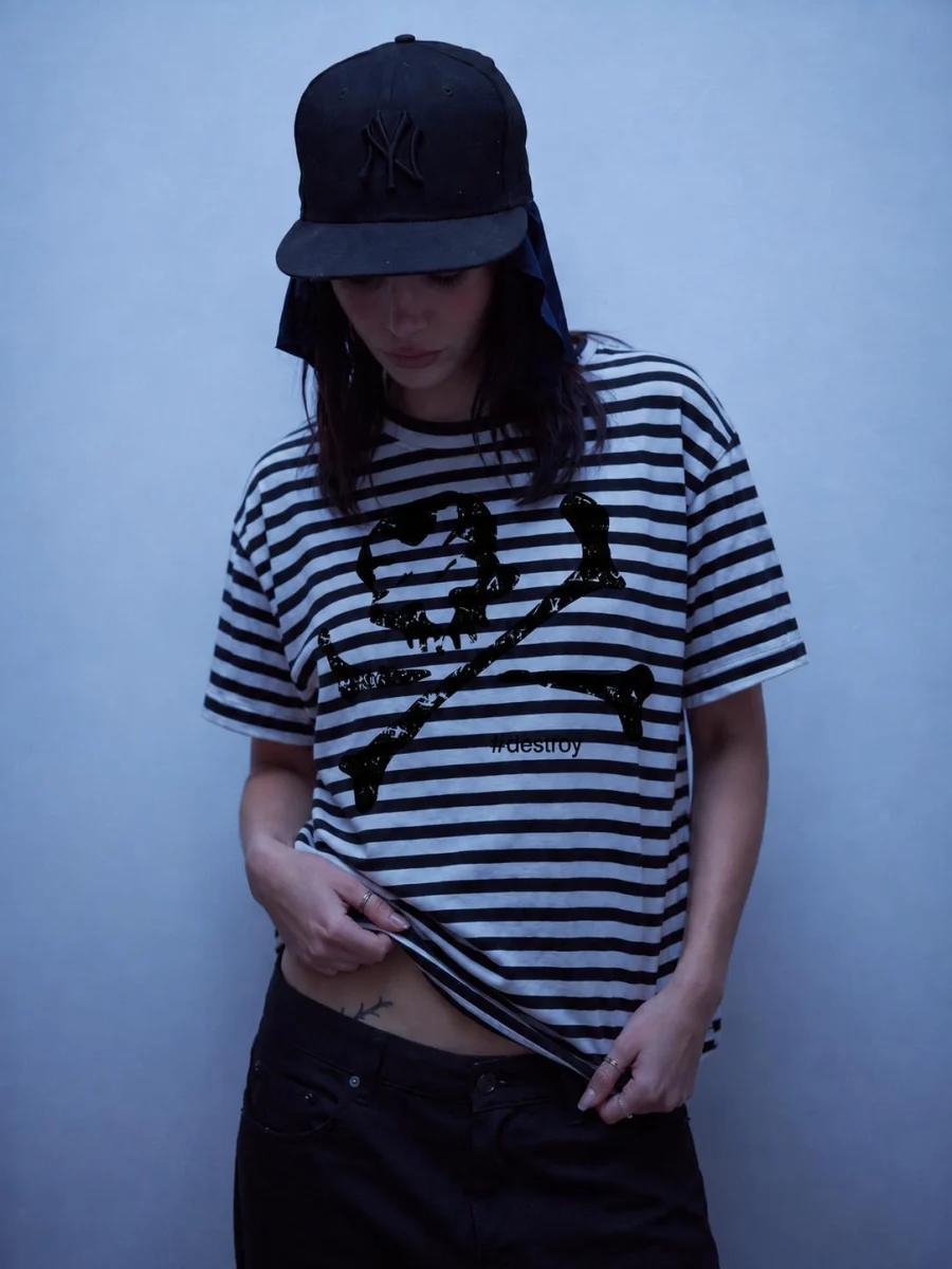 DESTROY STRIPED T-SHIRT