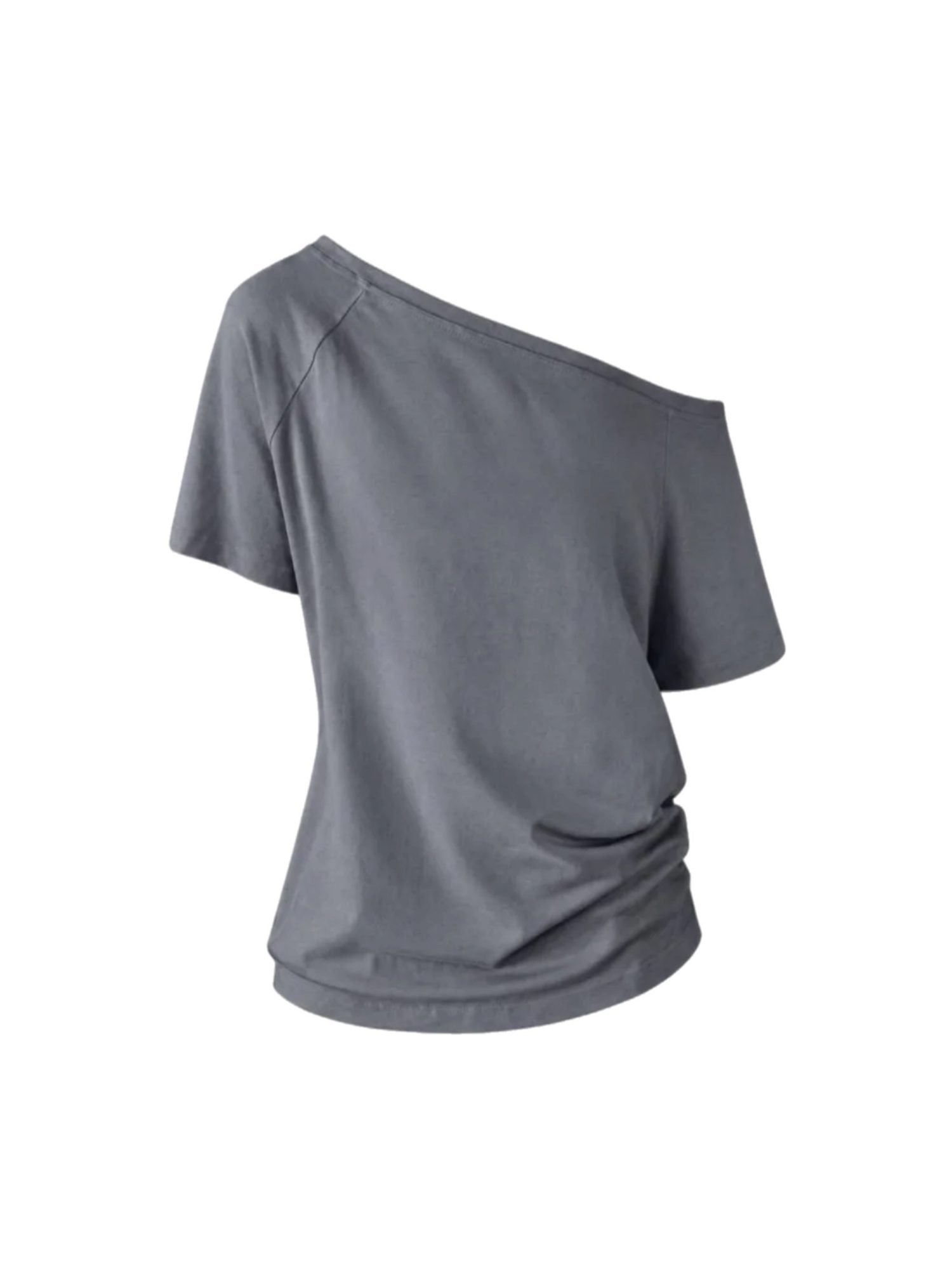GRAY ONE SHOULDER T-SHIRT