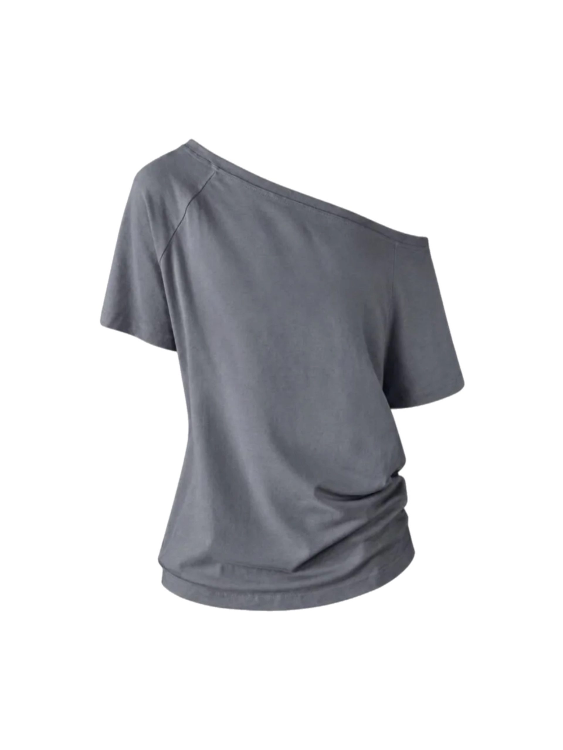 GRAY ONE SHOULDER T-SHIRT