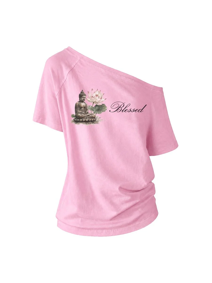 BLESSED ONE SHOULDER T-SHIRT PINK