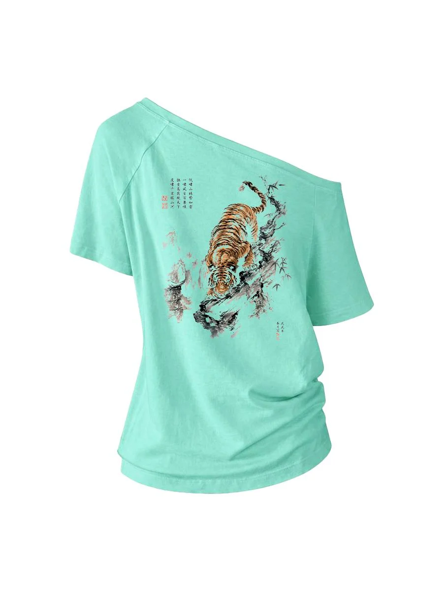 SPIRIT ONE SHOULDER T-SHIRT MINT