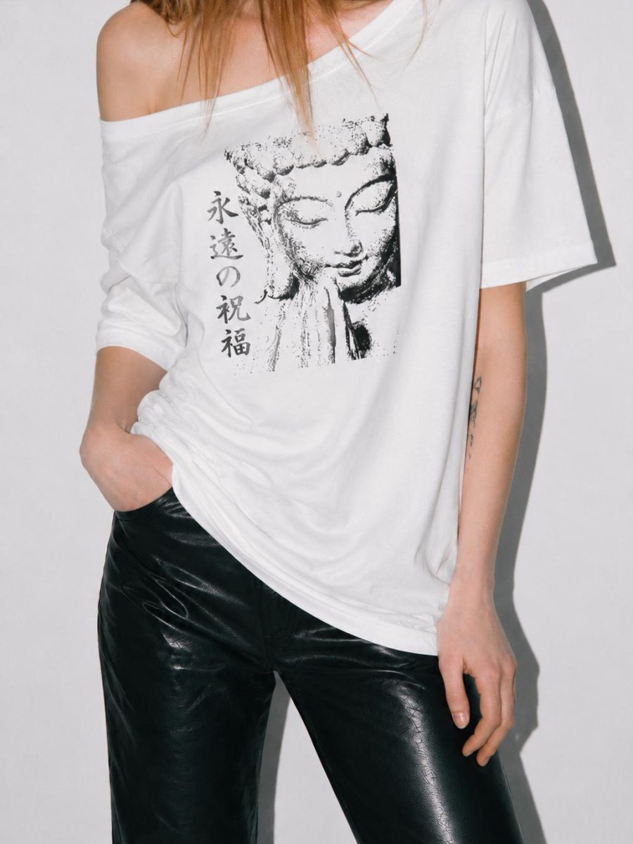 BUDDHA ONE SHOULDER T-SHIRT