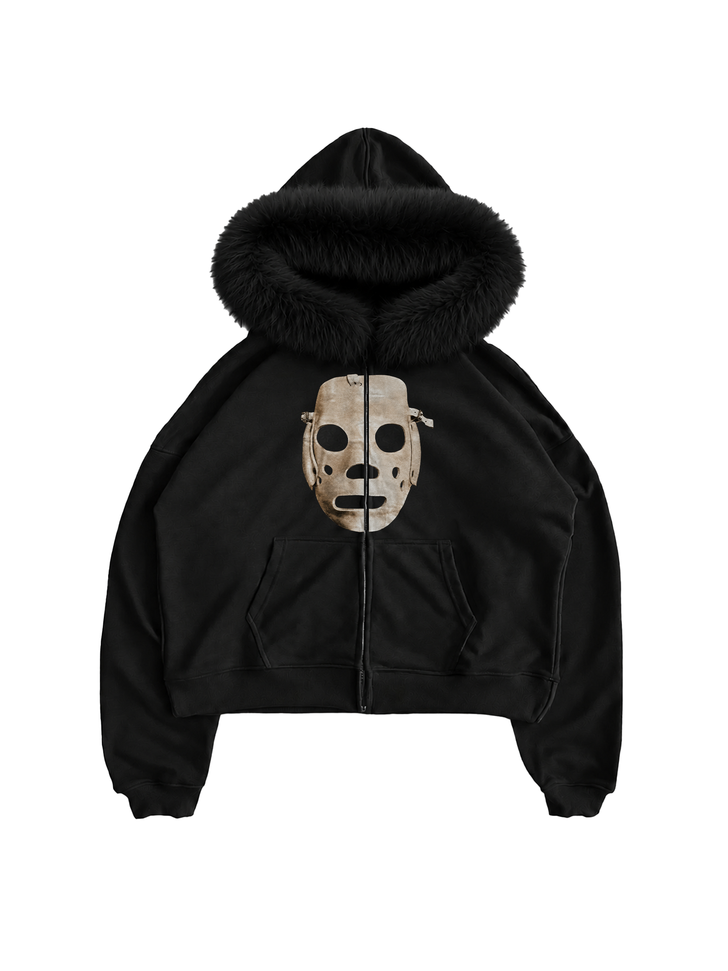 MASK FUR ZIP-UP HOODIE