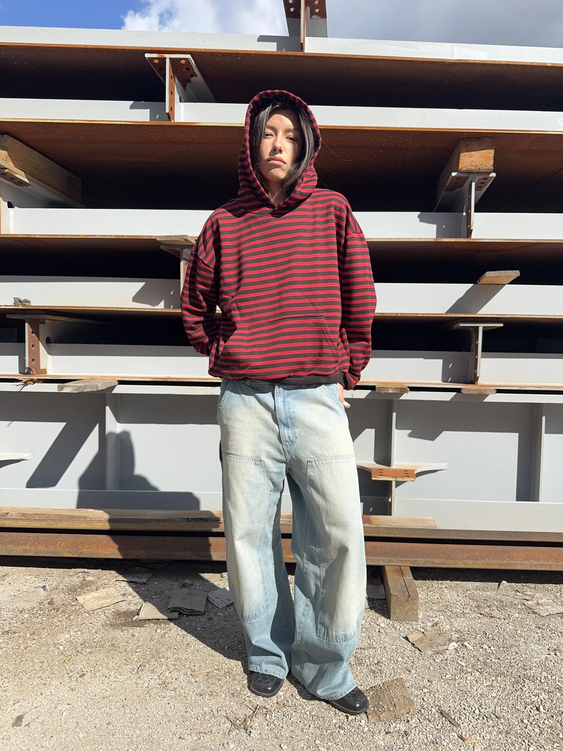RED STRIPES HOODIE