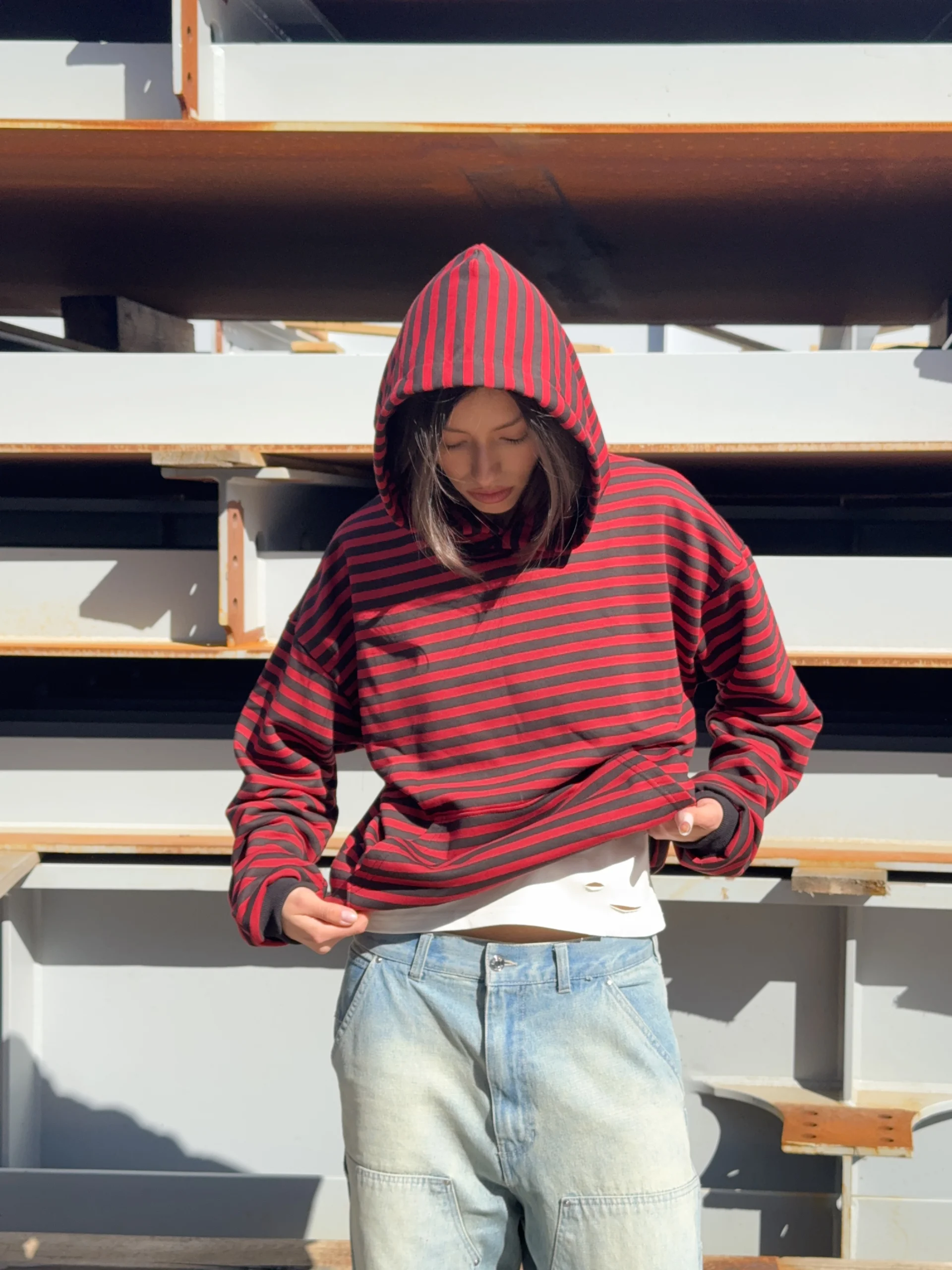 RED STRIPES HOODIE
