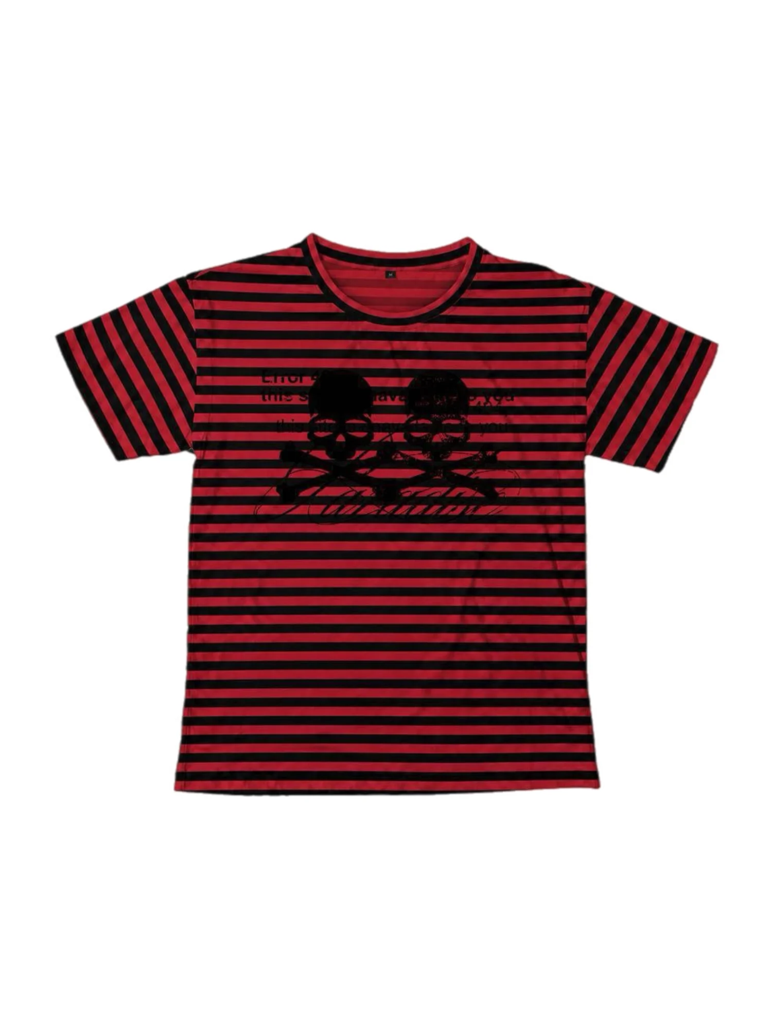 SCULL RED STRIPED T-SHIRT