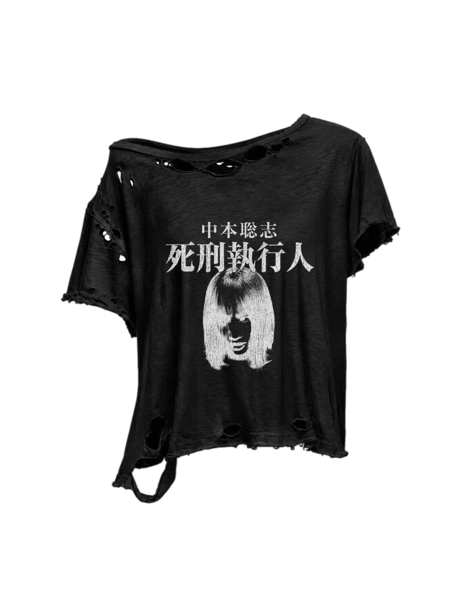 SUBSTANCE ONE SHOULDER T-SHIRT BLACK