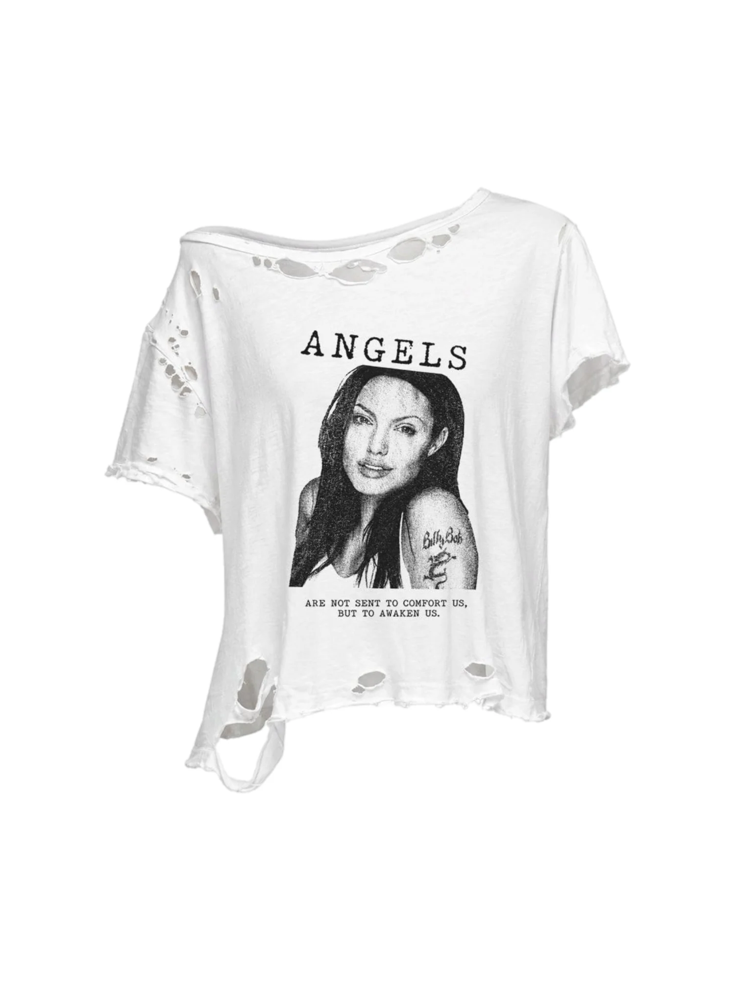 DISTRESSED ONE SHOULDER T-SHIRT