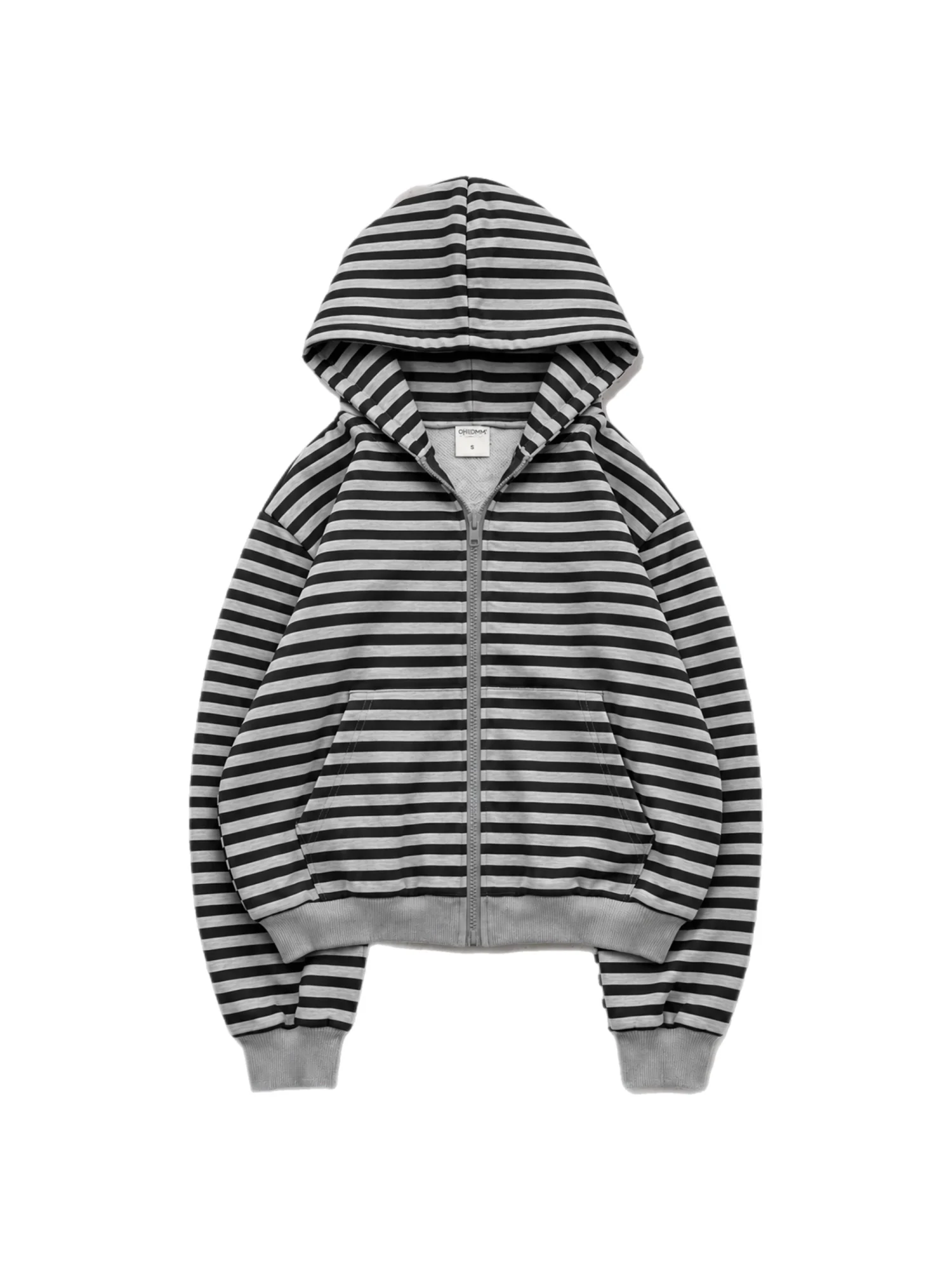 GRAY STRIPED ZIP UP HOODIE