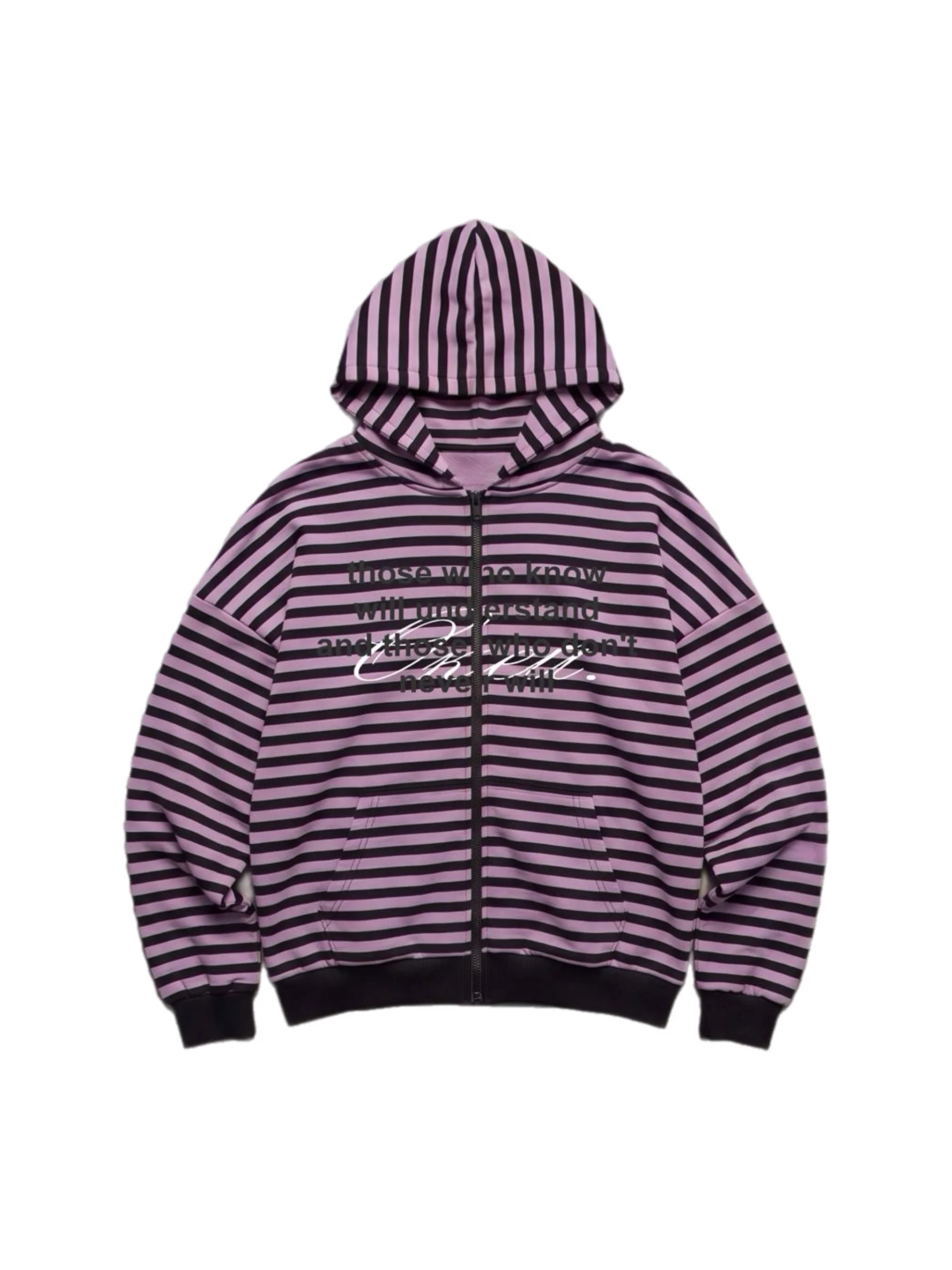 OKAY PURPLE STRIPED ZIP HOODIE