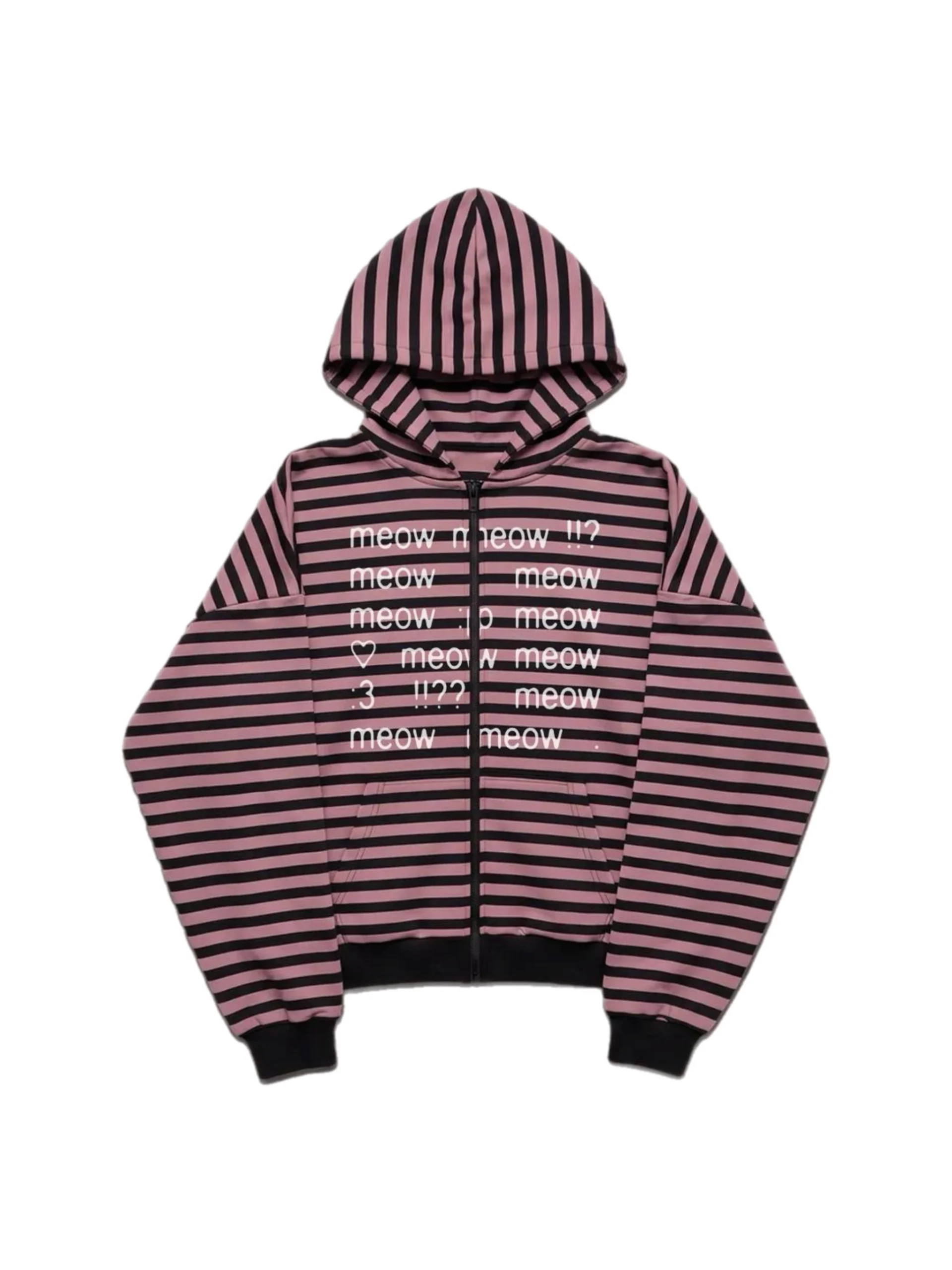 :3 PINK STRIPED ZIP HOODIE