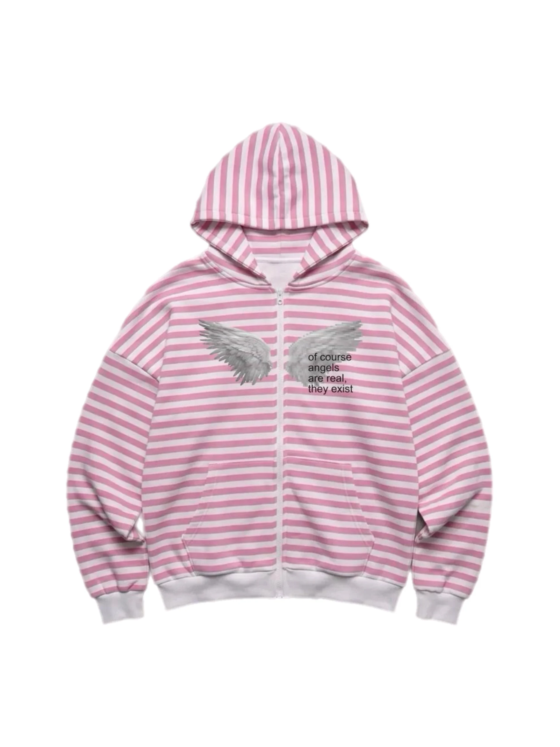 ANGELS PINK STRIPES ZIP HOODIE