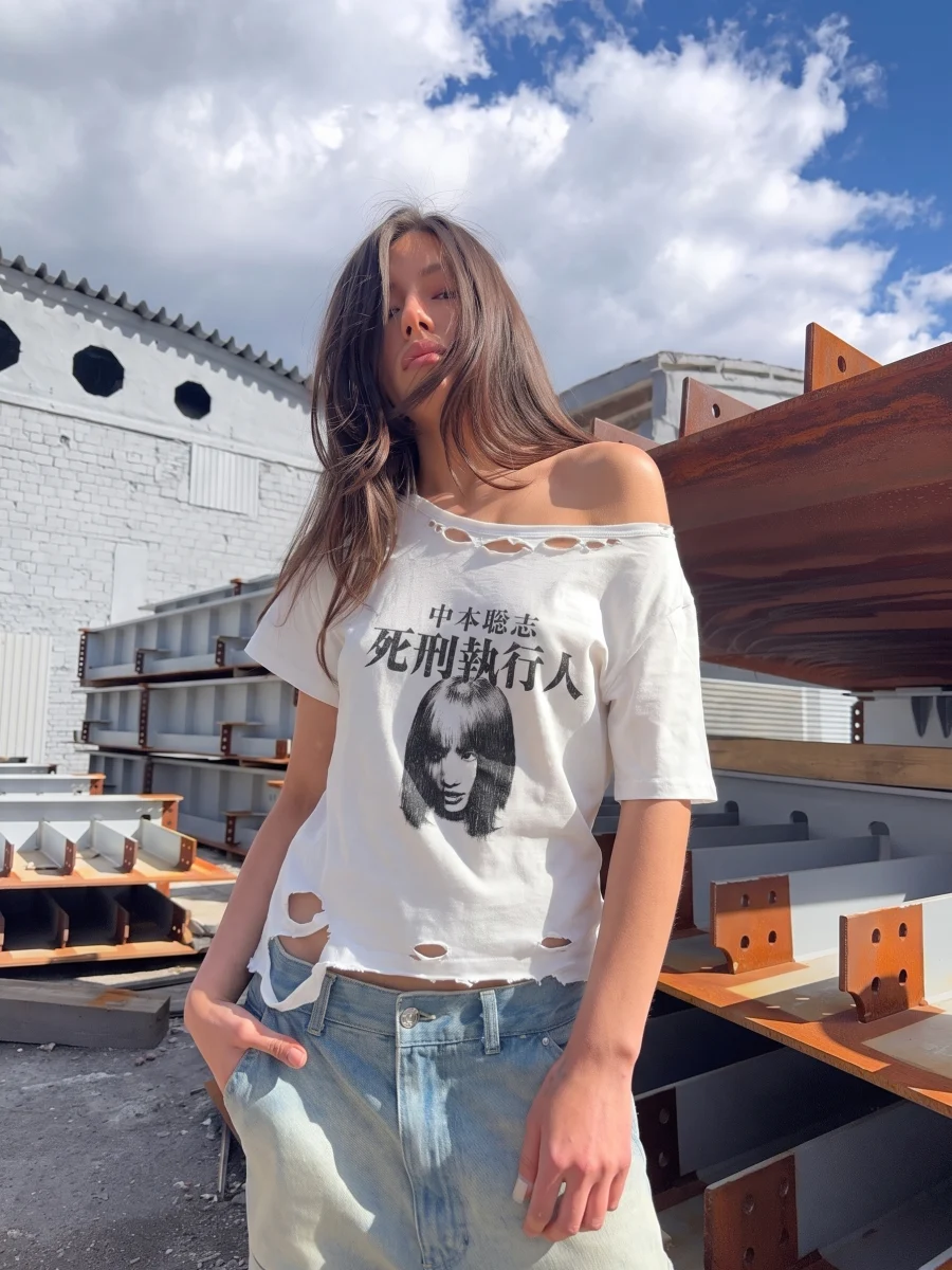 SUBSTANCE ONE SHOULDER T-SHIRT