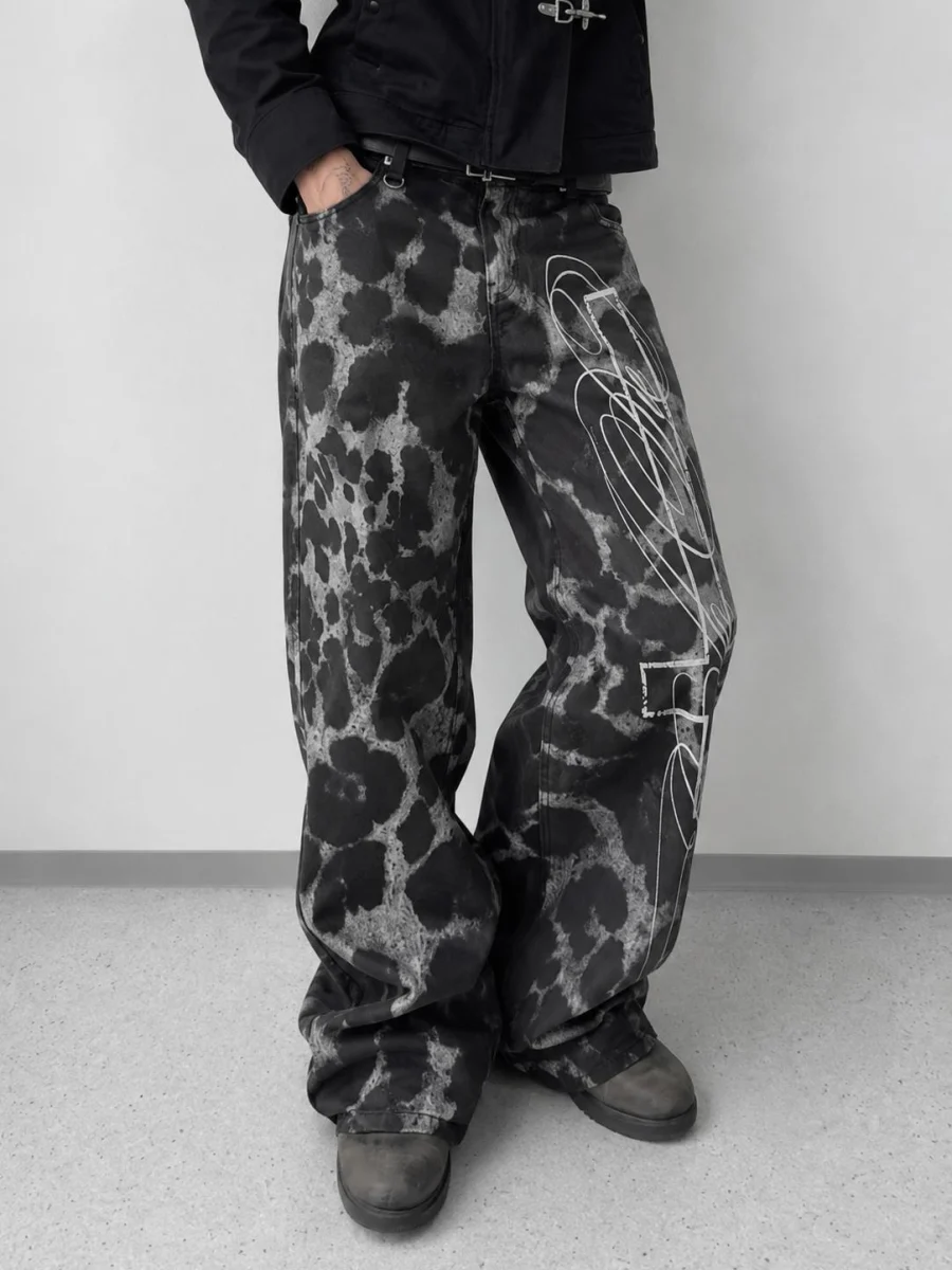 GRAY LEOPARD JEANS